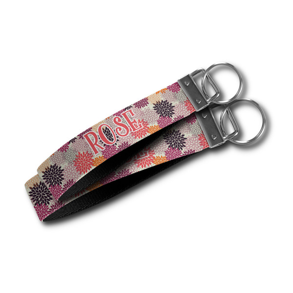 Mums Flower Webbing Keychain FOBs - Size Comparison