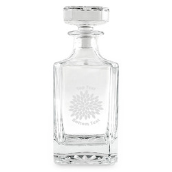 Mums Flower Whiskey Decanter - 26 oz Square (Personalized)
