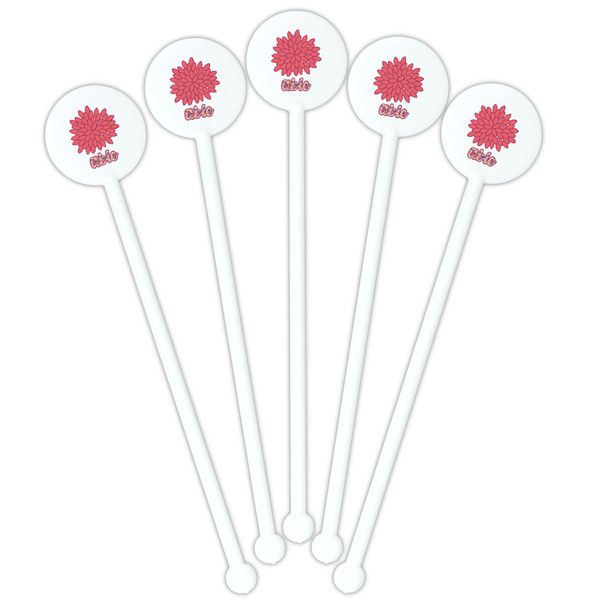 Mums Flower White Plastic 5.5" Stir Stick - Fan View