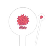 Mums Flower Cocktail Picks - Round Plastic (Personalized)