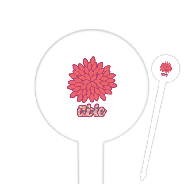 Custom Mums Flower Cocktail Picks - Round Plastic (Personalized)