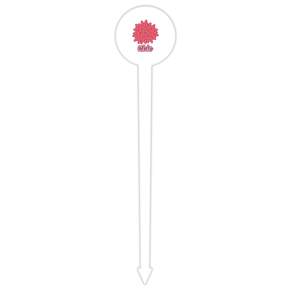 Mums Flower White Plastic 6" Food Pick - Round - Single Pick