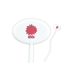 Mums Flower 7" Oval Plastic Stir Sticks - White - Single Sided (Personalized)