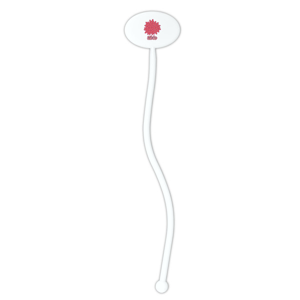 Mums Flower White Plastic 7" Stir Stick - Oval - Single Stick