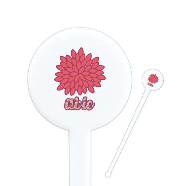 Custom Mums Flower Round Plastic Stir Sticks (Personalized)