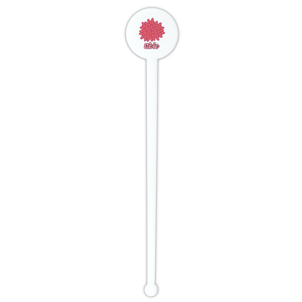 Mums Flower White Plastic 7" Stir Stick - Round - Single Stick