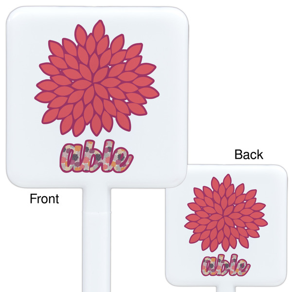 Mums Flower White Plastic Stir Stick - Double Sided - Approval