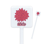 Mums Flower Square Plastic Stir Sticks - Single Sided (Personalized)