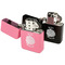Mums Flower Windproof Lighters - Black & Pink - Open
