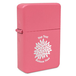 Mums Flower Windproof Lighter - Pink - Double Sided & Lid Engraved (Personalized)
