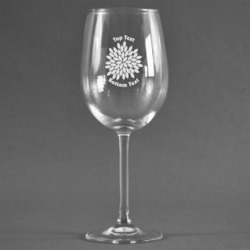 Mums Flower Wine Glass - Engraved (Personalized)