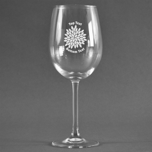 Custom Mums Flower Wine Glass - Engraved (Personalized)