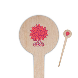 Mums Flower 4" Round Wooden Food Picks - Double Sided (Personalized)