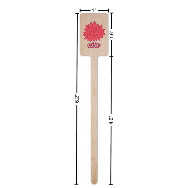 Mums Flower Wooden 6.25" Stir Stick - Rectangular - Dimensions