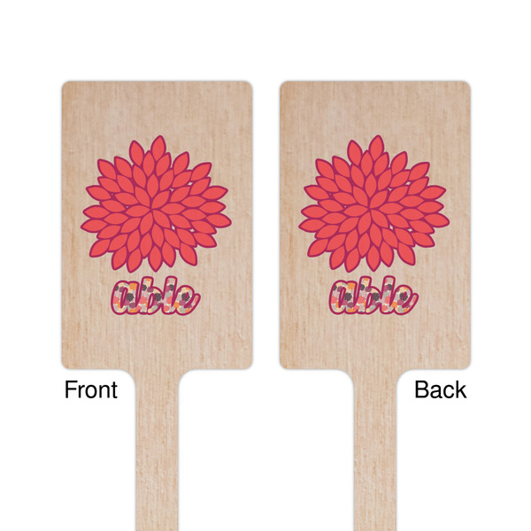 Mums Flower Wooden 6.25" Stir Stick - Rectangular - Double Sided - Front & Back