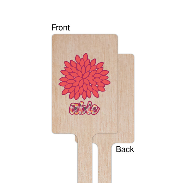 Mums Flower Wooden 6.25" Stir Stick - Rectangular - Single - Front & Back
