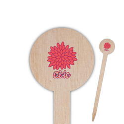 Mums Flower 6" Round Wooden Food Picks - Double Sided (Personalized)