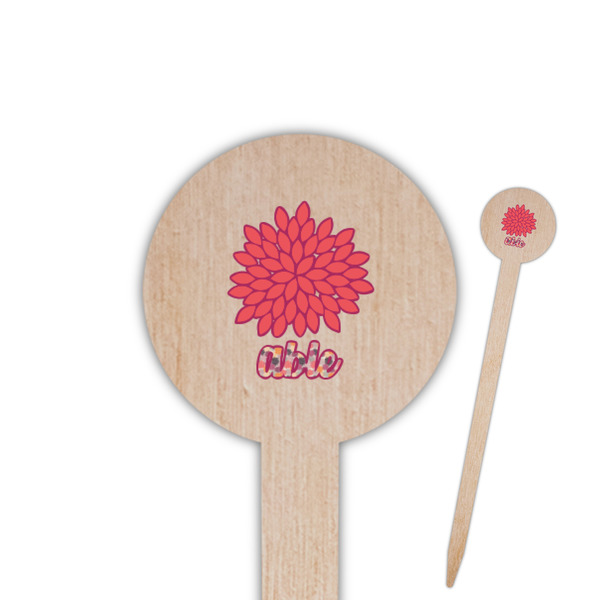 Custom Mums Flower 6" Round Wooden Food Picks - Single Sided (Personalized)