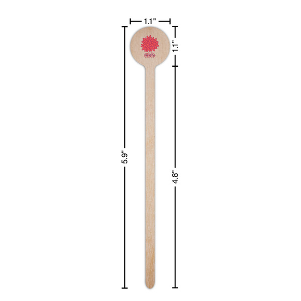 Mums Flower Wooden 6" Stir Stick - Round - Dimensions