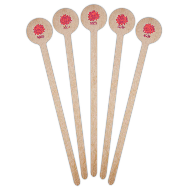 Mums Flower Wooden 6" Stir Stick - Round - Fan View