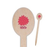 Mums Flower Oval Wooden Food Picks - Single Sided (Personalized)