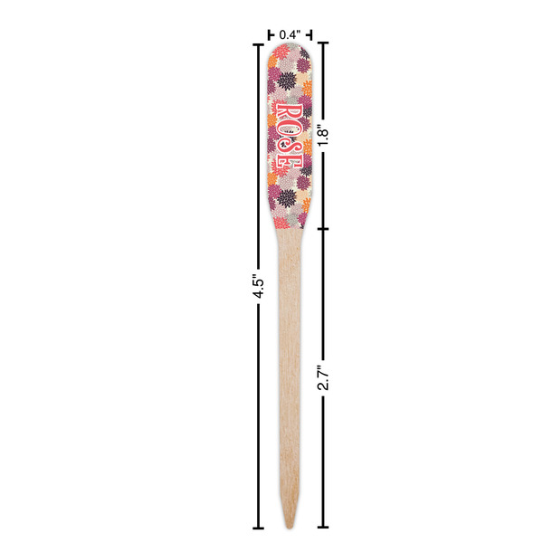 Mums Flower Wooden Food Pick - Paddle - Dimensions