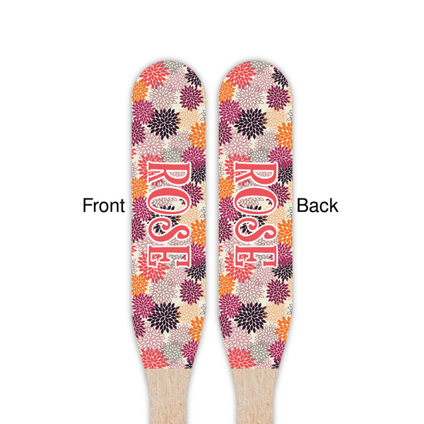 Mums Flower Wooden Food Pick - Paddle - Double Sided - Front & Back