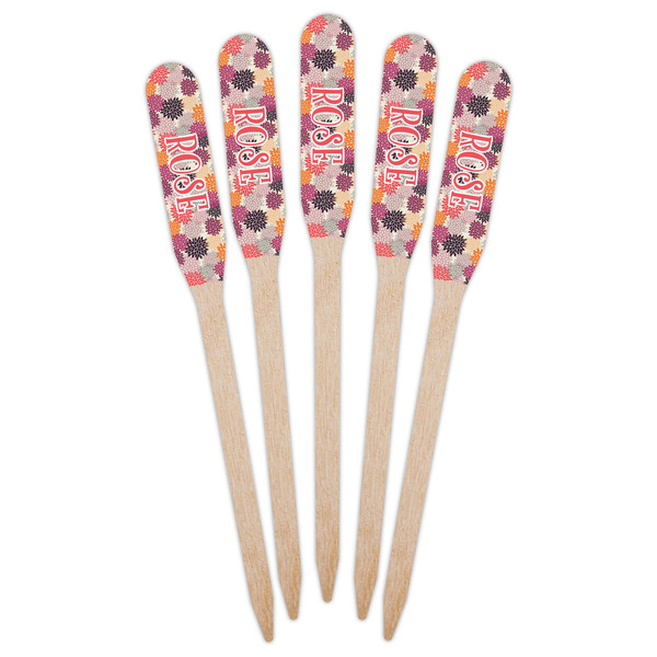 Mums Flower Wooden Food Pick - Paddle - Fan View