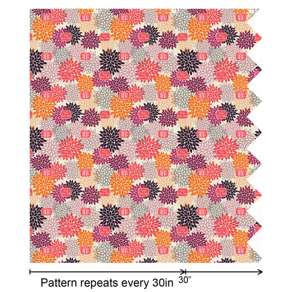 Mums Flower Wrapping Paper Roll - Satin - Partial Roll