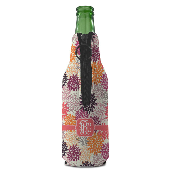 Mums Flower Zipper Bottle Cooler - BACK (bottle)