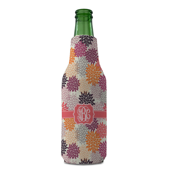 Mums Flower Zipper Bottle Cooler - FRONT (bottle)