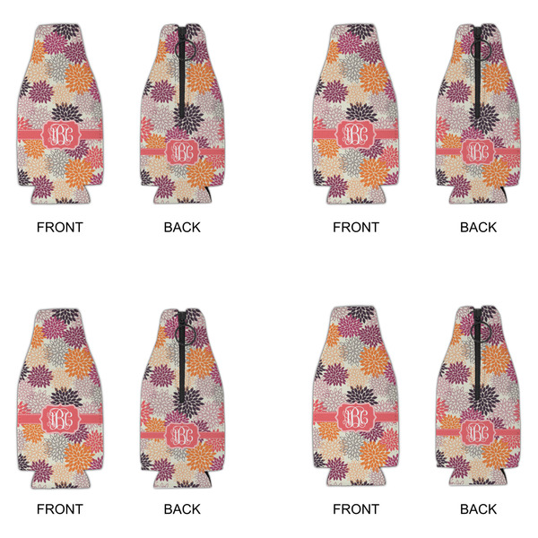 Mums Flower Zipper Bottle Cooler - Set of 4 - APPROVAL