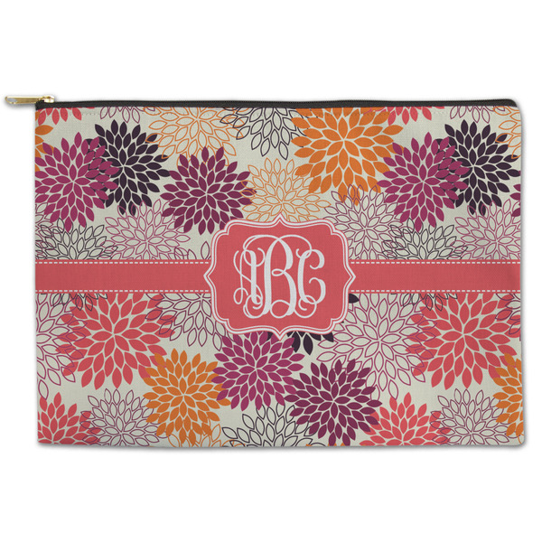 Custom Mums Flower Zipper Pouch - Large - 12.5"x8.5" (Personalized)