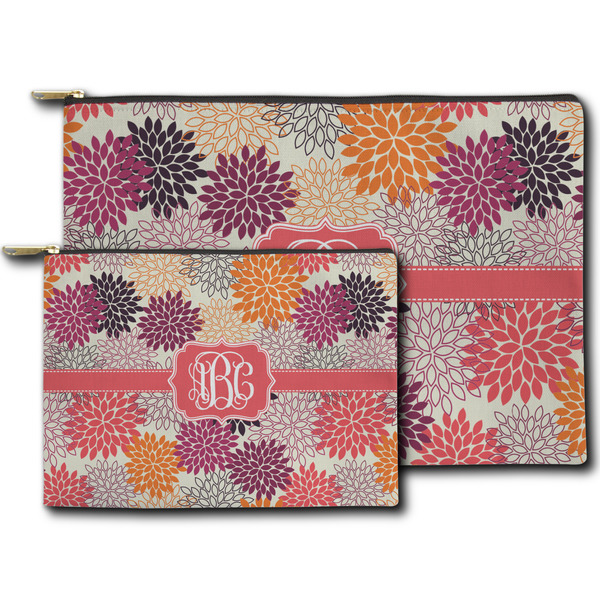 Mums Flower Zippered Pouches - Size Comparison