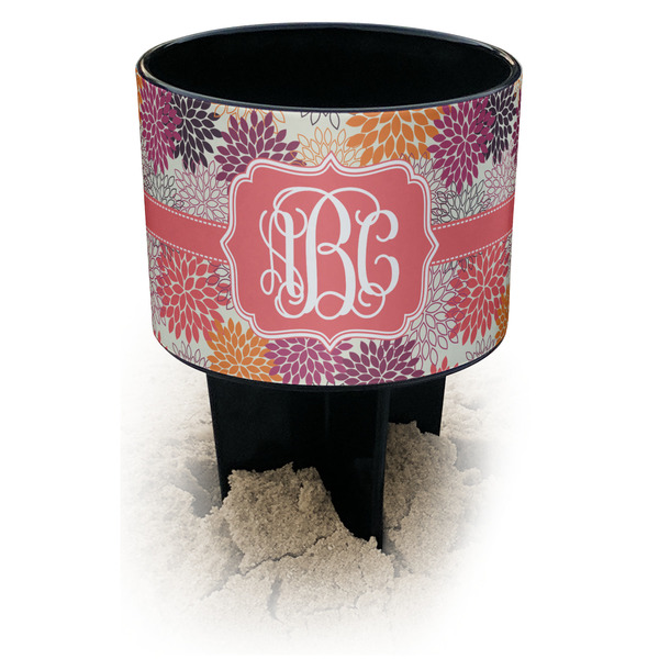 Custom Mums Flower Black Beach Spiker Drink Holder (Personalized)