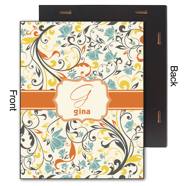 Swirly Floral 11x14 Wood Print - Front & Back View