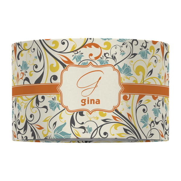 Swirly Floral 12" Drum Lampshade - FRONT (Fabric)