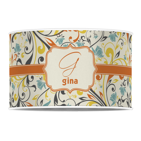 Swirly Floral 12" Drum Lampshade - FRONT (Poly Film)