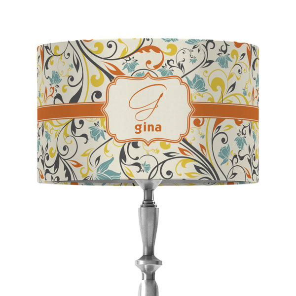 Custom Swirly Floral 12" Drum Lamp Shade - Fabric (Personalized)