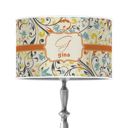 Swirly Floral 12" Drum Lamp Shade - Poly-film (Personalized)