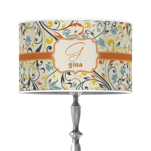Custom Swirly Floral 12" Drum Lamp Shade - Poly-film (Personalized)