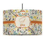 Swirly Floral 12" Drum Pendant Lamp - Fabric (Personalized)