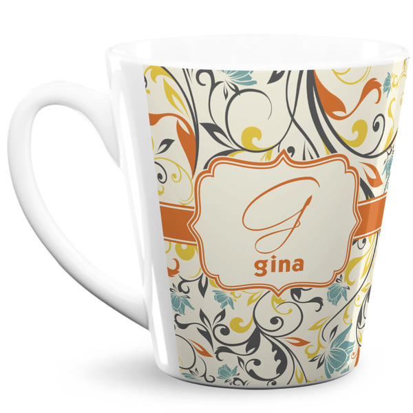 Custom Swirly Floral 12 Oz Latte Mug (Personalized)