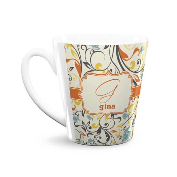 Swirly Floral 12 Oz Latte Mug - Front
