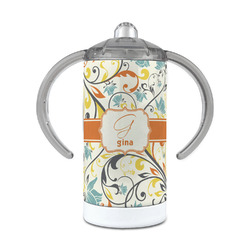 Swirly Floral 12 oz Stainless Steel Sippy Cup (Personalized)