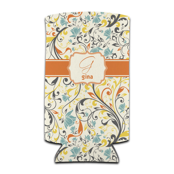 Custom Swirly Floral Can Cooler (tall 12 oz) (Personalized)