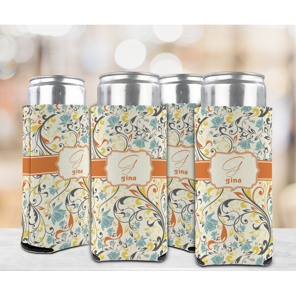 Swirly Floral 12oz Tall Can Sleeve - Set of 4 - LIFESTYLE