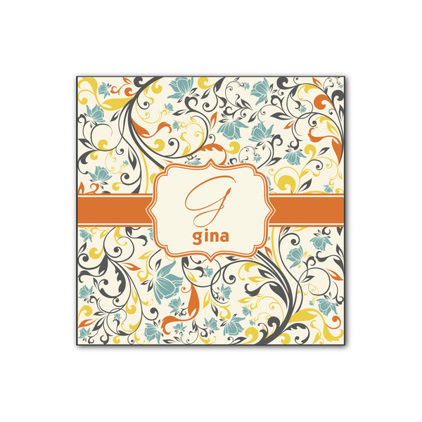 Custom Swirly Floral Wood Print - 12x12 (Personalized)