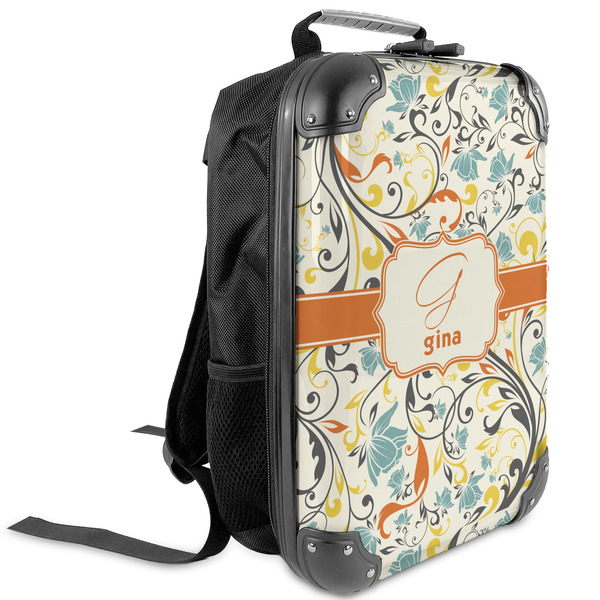 Custom Swirly Floral Kids Hard Shell Backpack (Personalized)