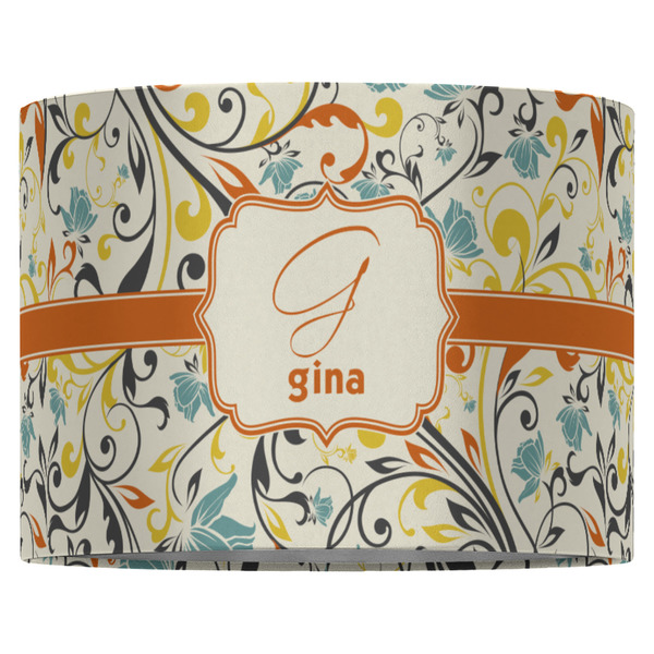 Swirly Floral 16" Drum Lampshade - FRONT (Fabric)